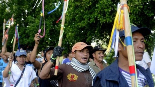 Kolombiyalı köylülerin 30 Ağustos günü başlattıkları kitlesel seferberlik | Fotoğraf: EFE